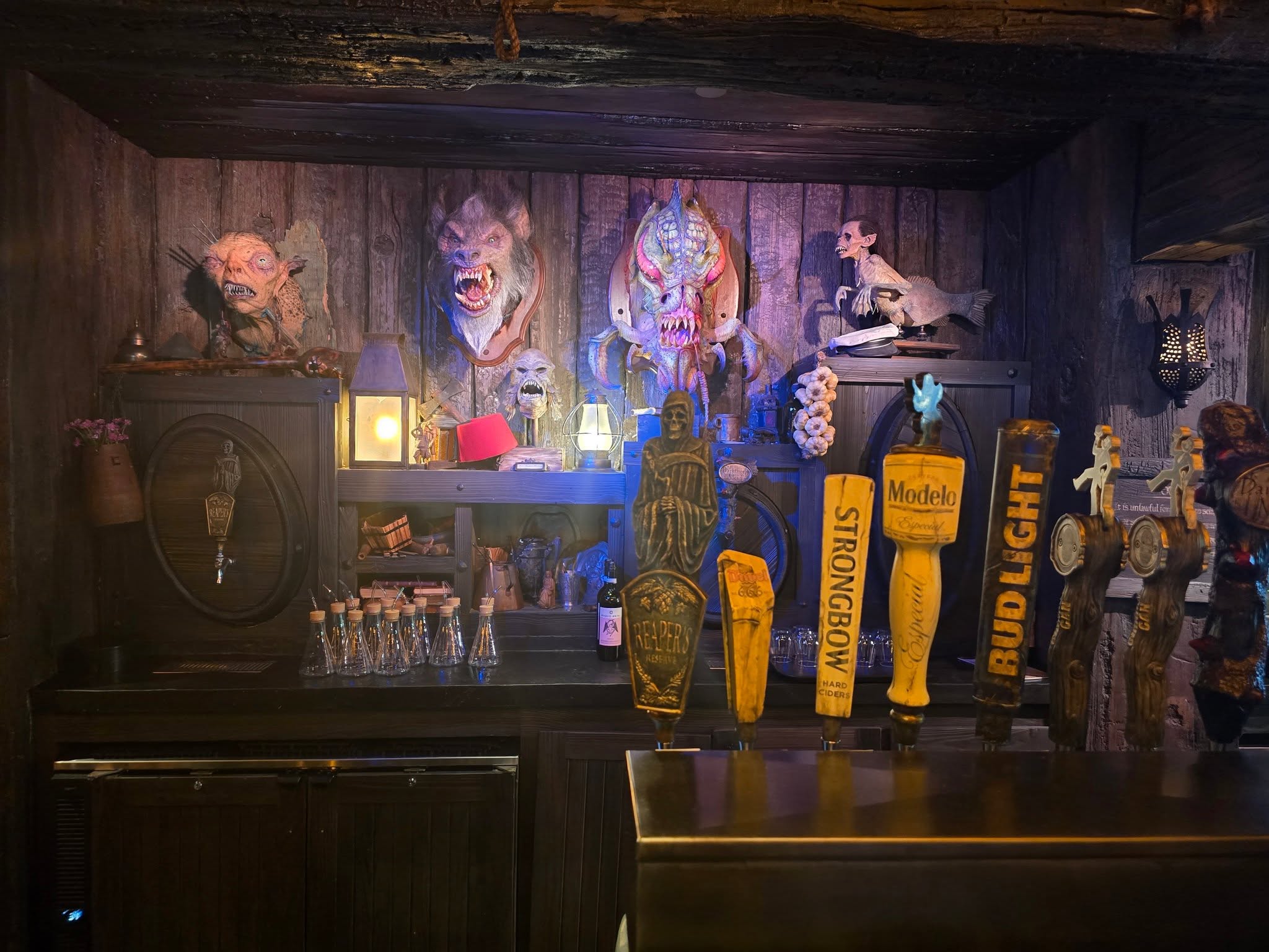 Burning Blade Tavern monster trophy wall